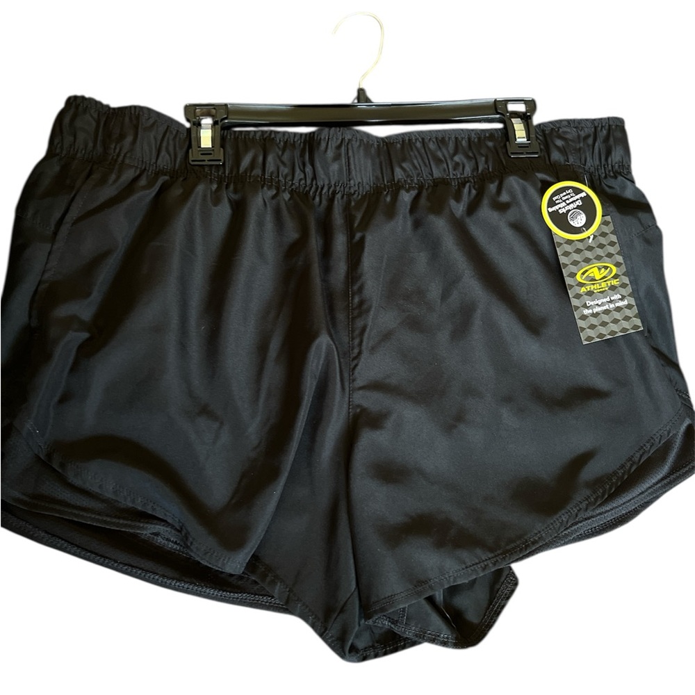 ATHLETIC WORKS MOISTURE WICKING BLACK RUNNING SHORTS